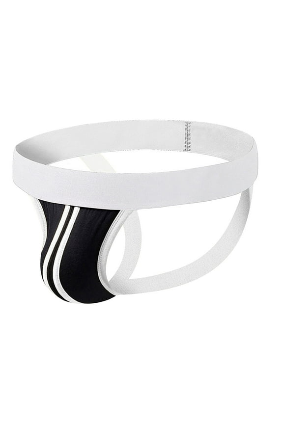,Men's Thongs Color Blocking Jockstrap Athletic Supporters Briefs Wide Belt Sexy Breathable Sport Underpants White XXL