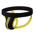 thumbnail image 1 of khonts,Men's Thongs Color Blocking Jockstrap Athletic Supporters Briefs Wide Belt Sexy Breathable Sport Underpants Yellow XXL, 1 of 3