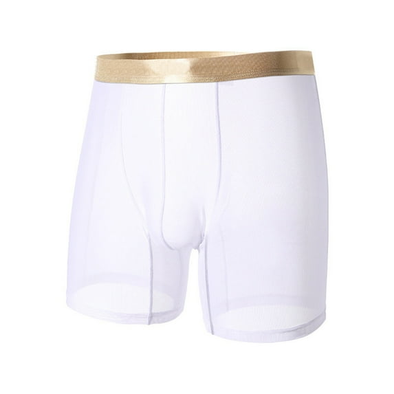 khonts,Men's Underwear Sexy Mesh Breathable Boxer Briefs Low Rise Cool Boxers White XXL