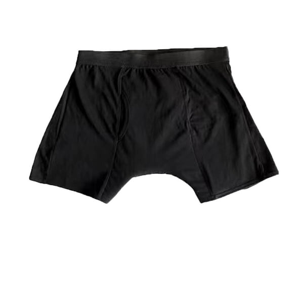 khonts,Men's Washable Incontinence Underwear Urinary Boxer Briefs with Fly Enhanced Front Protection Black M