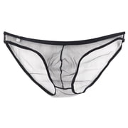 khonts,Mens See Through Mesh Triangle Briefs Underwear See Through Pouch Sheer Sexy Underpants Panties Black L