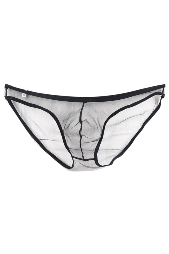 ,Mens See Through Mesh Triangle Briefs Underwear See Through Pouch Sheer Sexy Underpants Panties Black XL