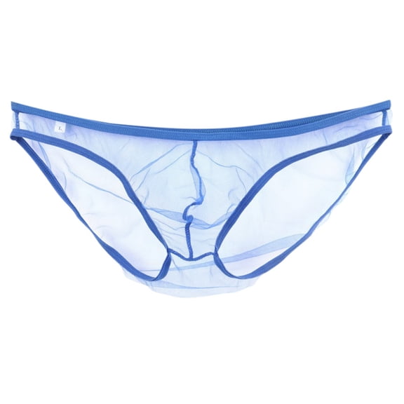 khonts,Mens See Through Mesh Triangle Briefs Underwear See Through Pouch Sheer Sexy Underpants Panties Blue XL