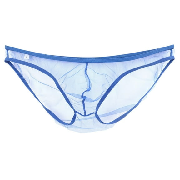 khonts,Mens See Through Mesh Triangle Briefs Underwear See Through Pouch Sheer Sexy Underpants Panties Blue XXL