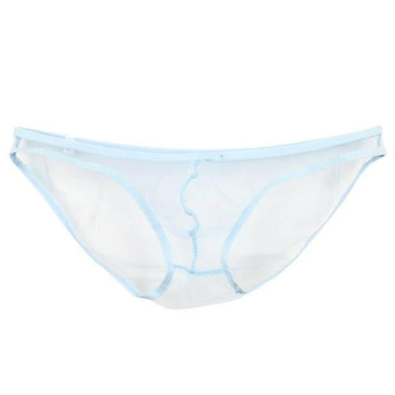 khonts,Mens See Through Mesh Triangle Briefs Underwear See Through Pouch Sheer Sexy Underpants Panties Light Blue L