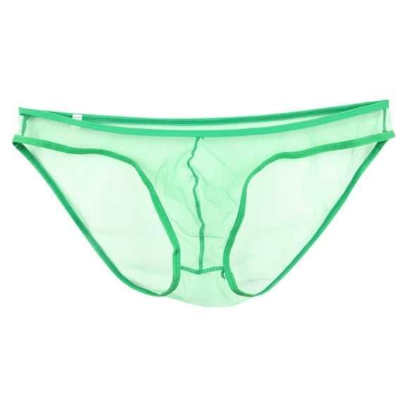khonts,Mens See Through Mesh Triangle Briefs Underwear See Through Pouch Sheer Sexy Underpants Panties Light Green L