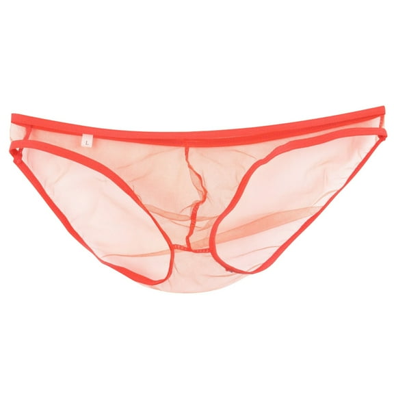 khonts,Mens See Through Mesh Triangle Briefs Underwear See Through Pouch Sheer Sexy Underpants Panties Orange L