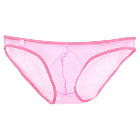 khonts,Mens See Through Mesh Triangle Briefs Underwear See Through Pouch Sheer Sexy Underpants Panties Pink XXL