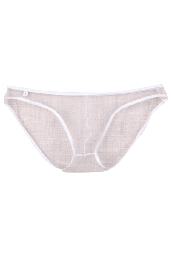 ,Mens See Through Mesh Triangle Briefs Underwear See Through Pouch Sheer Sexy Underpants Panties White XL