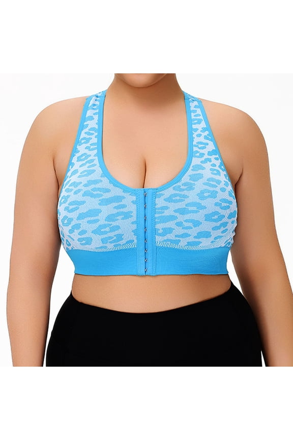 Plus Size Posture Correction Bras for Women Front Closure High Supportive Lifting Bra Mastectomy Compression Wireless Bralettes Blue XL