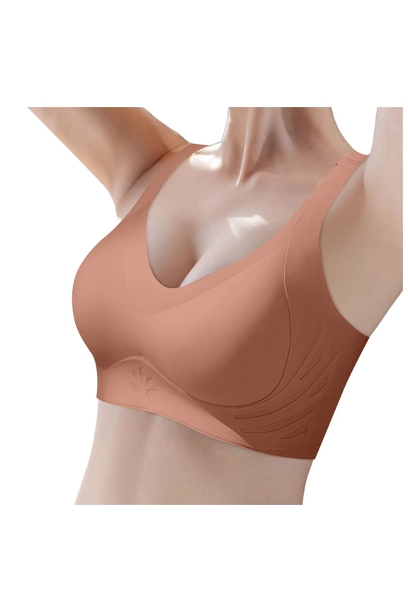 ,Women' Push up Seamless Bras Powerful Lush Fitting Wireless Bra Full Coverage Soft Smoothing Back Bralettes Orange S