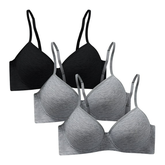 khonts,Women's 3 PC Push up Demi Bra Underwire Gathering Supportive Bras Lightly Padded Comfortable Bralettes Dark Gray3 85C