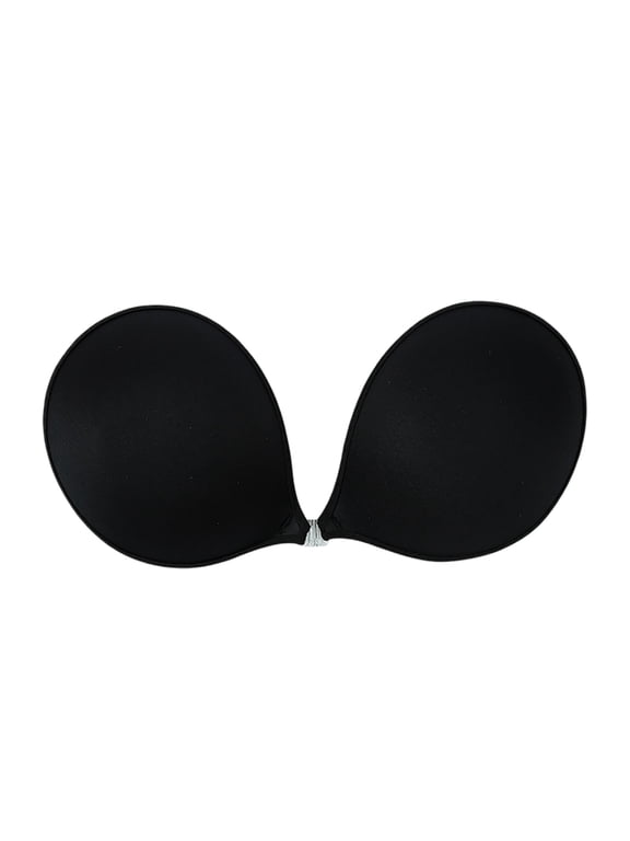 ,Women's Adhesive Bra Reusable Strapless Self Silicone Push up Invisible Sticky Bras for Backless Dress Black L