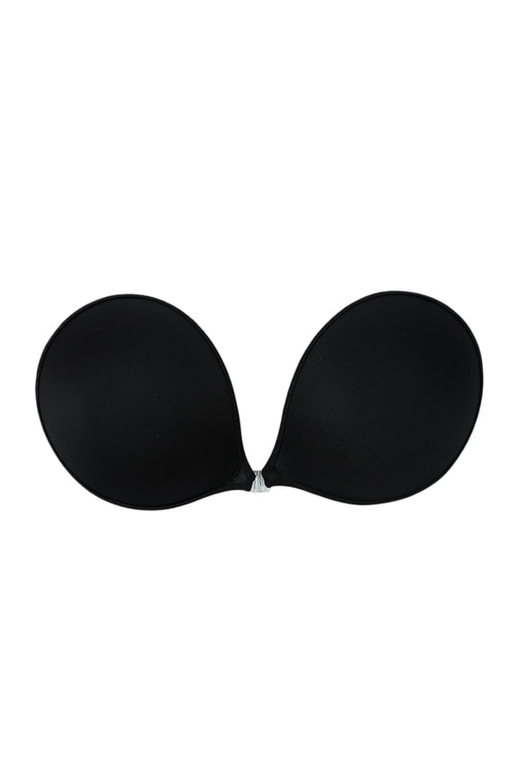 ,Women's Adhesive Bra Reusable Strapless Self Silicone Push up Invisible Sticky Bras for Backless Dress Black L