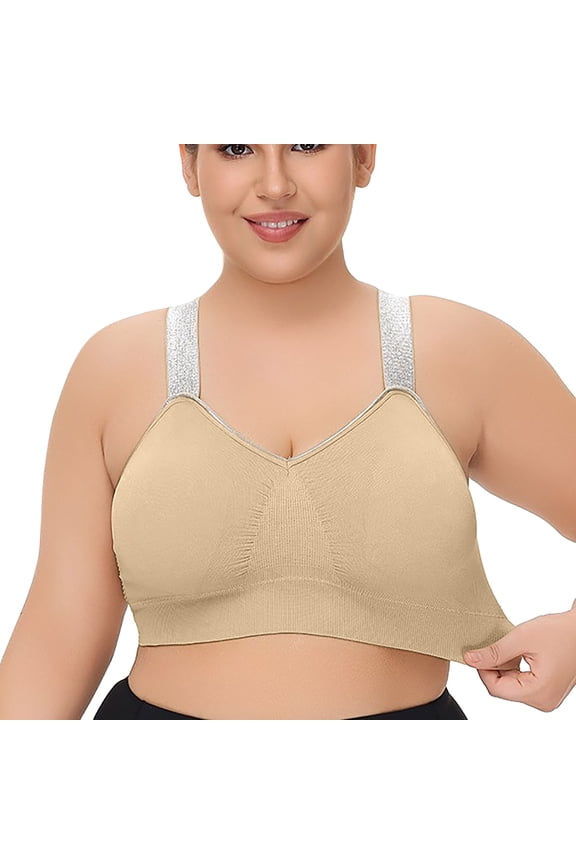 ,Women's Cooling Lift Push up Oversized Bras Full Coverage Seamless No Underwire Bralettes Beige XXL