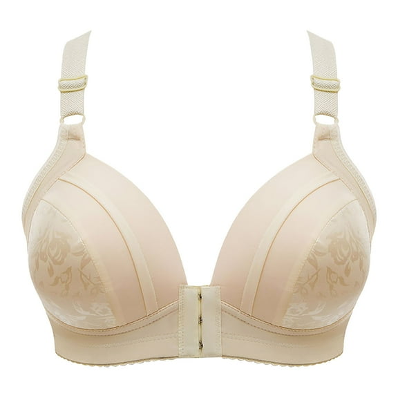 khonts,Women's Daisy Front Closure Push up Bras Supportive Wireless Full Coverage Bra Comfort Everyday Bralettes Beige 50
