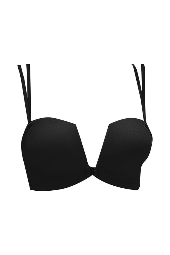 ,Women's Front Closure Seamless Bras Anti-Sagging Wireless Bra Lightweight Enhancing Small Bust Bralettes Black C