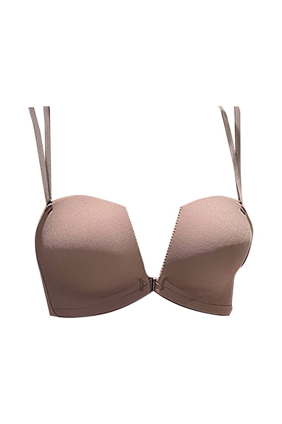,Women's Front Closure Seamless Bras Anti-Sagging Wireless Bra Lightweight Enhancing Small Bust Bralettes Coffee D