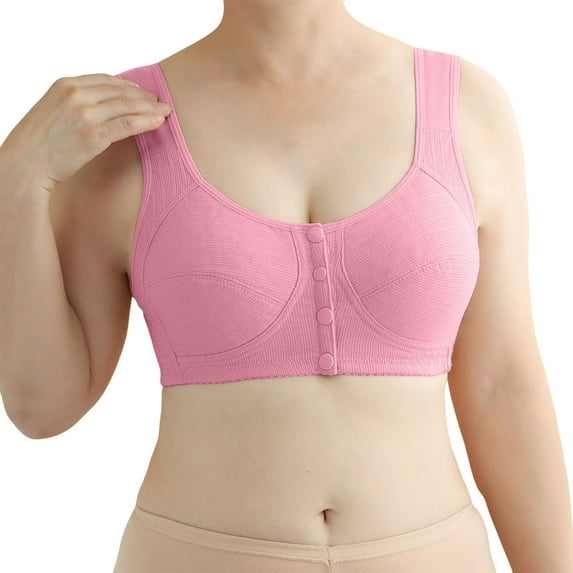 khonts,Women's Front Closure Strech Bras Padded Breathable Full Support Bra Push up Soft Convenient Snap Bralettes Light Pink 38