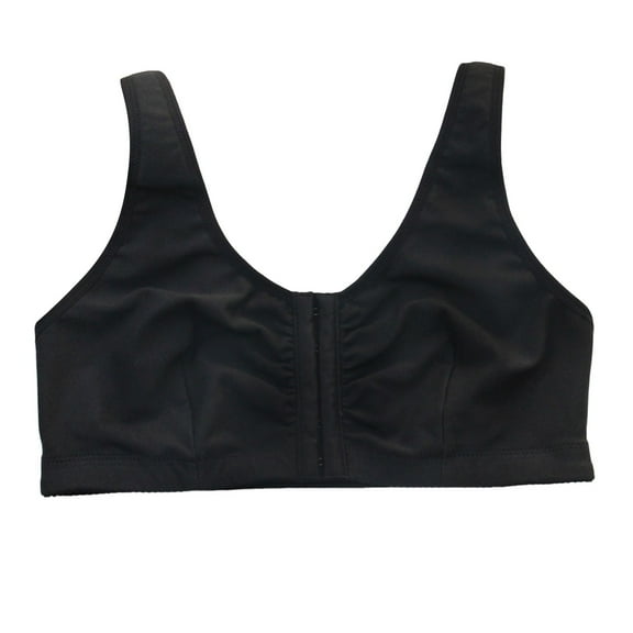 khonts,Women's Front Hook Closure Mastectomy Bras Post Surgical Sports Bra Gathering Soft Comfy Lift Bralettes for Large Breast Black XXL