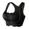 thumbnail image 1 of khonts,Women's Front Hook Closure Posture Corrector Bras Full Coverage Compression Dual Support Bra Wireless Soft Bralettes Black M, 1 of 4