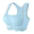 thumbnail image 1 of khonts,Women's Front Hook Closure Posture Corrector Bras Full Coverage Compression Dual Support Bra Wireless Soft Bralettes Blue L, 1 of 4