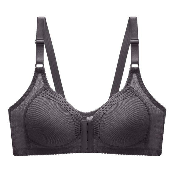 khonts,Women's Front Hook Closure Sexy Bras Comfortable Thin Wireless Bra Sexy Soft Comfy Breathable Bralettes for Sagging Dark Gray 38
