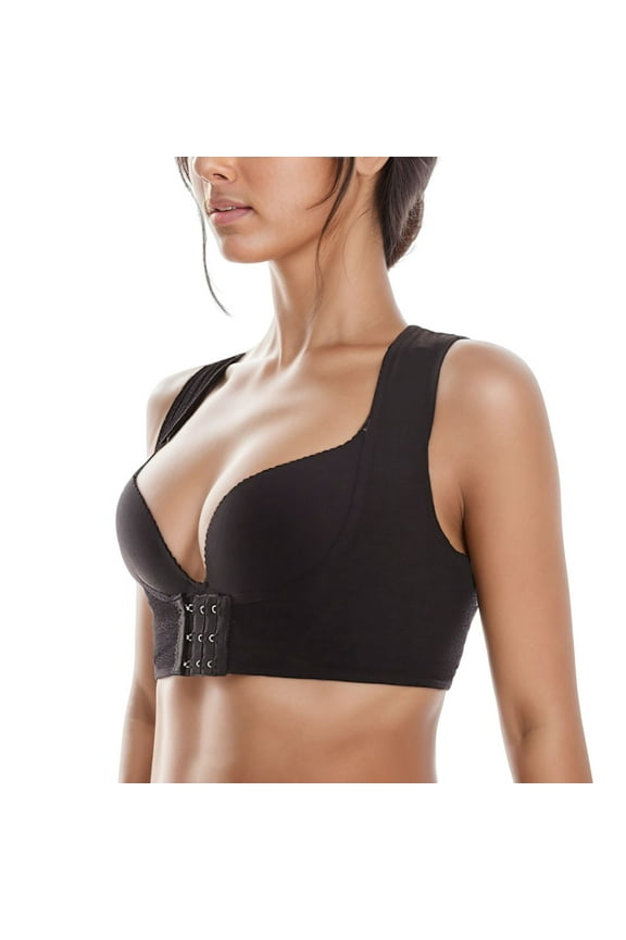 ,Women's Front Hook Closure Upper Arm Shapewear Post Slimmer Compression Posture Corrector Tops Black S