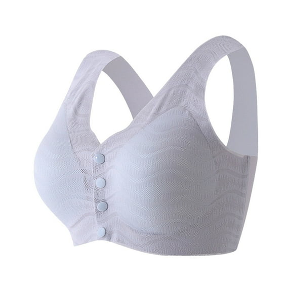 khonts,Women's Front Snap Closure Soft Bras Stretchy Wireless Push up Full Coverage Bra Comfy Sleep Everyday Underwear Bralettes Grey L