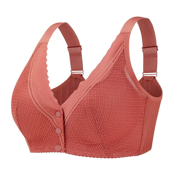 khonts,Women's Front Snap Closure Support Bras for Older Women Full Coverage Sleep Everyday Bra Wireless Comfort Bralettes Brown 38
