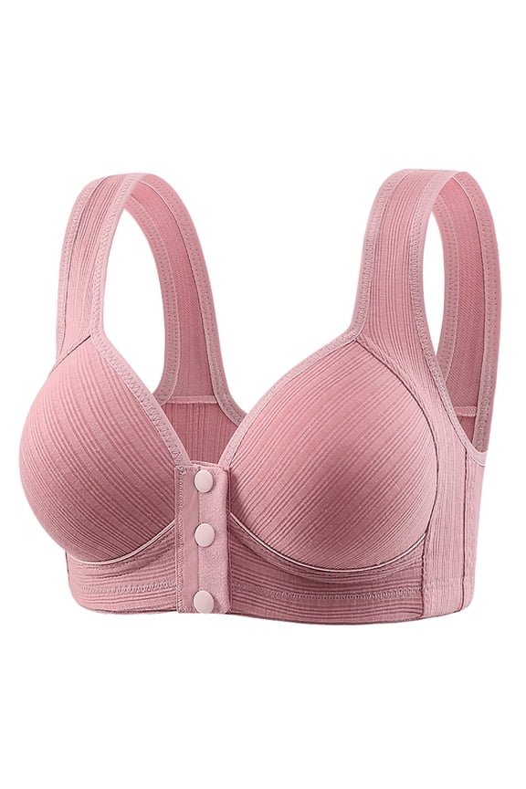 ,Women's Front Snap Closure Supportive Bras Wireless Fixed Pad Bra Push up Lifting Comfy Bralettes Pink 44
