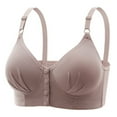 thumbnail image 1 of khonts,Women's Front Snap Closure Wireless Bras Push up Full Coverage High Support Bras Comfortable Adjustable Strap Bralettes Coffee M, 1 of 4