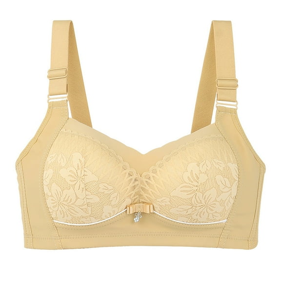 khonts,Women's Full Coverage Supportive Daisy Bras High Support Lift Soft Bra Wireless Push up Everyday Bralettes Yellow E