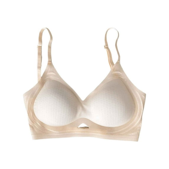khonts,Women's Hollow out Bras Underwire Push up Seamless Bra Comfortable Full Coverage Support Bralettes Beige L