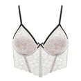thumbnail image 1 of khonts,Women's Lace Floral Spaghetti Strap Bustier Lace Trim Underwire Corset Sexy Cute Non- Camisole Bras White 32, 1 of 2