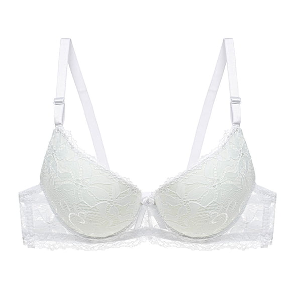 khonts,Women's Lace Push up Bras Underwire Sexy Full Coverage Bras See Through High Support Spaghetti Straps Everyday Bralettes White XL