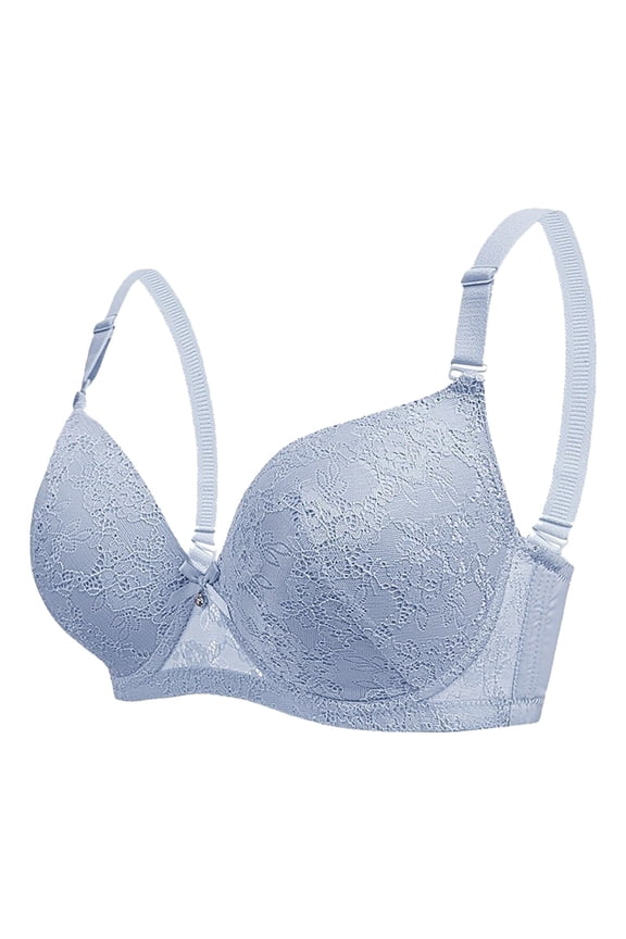 ,Women's Lace Supportive Push up Bra Underwire Lift Thin Pad Bras Enhanced Shape Everyday Bralettes Blue E
