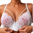 thumbnail image 1 of khonts,Women's Lace Underwire Front Closure Bras Front Hook Push up Support Breathable Bralettes Comfortable Everyday Bras Pink 95E, 1 of 4