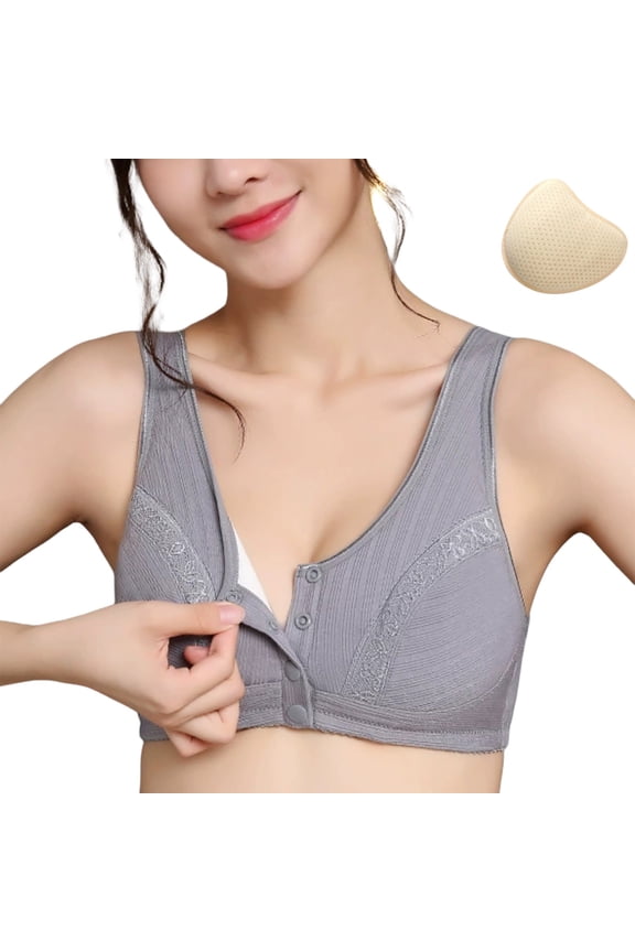 ,Women's Left Prosthesis Bra for Post Care Comfortable Everyday Use Silicone Liner Breathable Design Ideal for Cancer Grey2 38