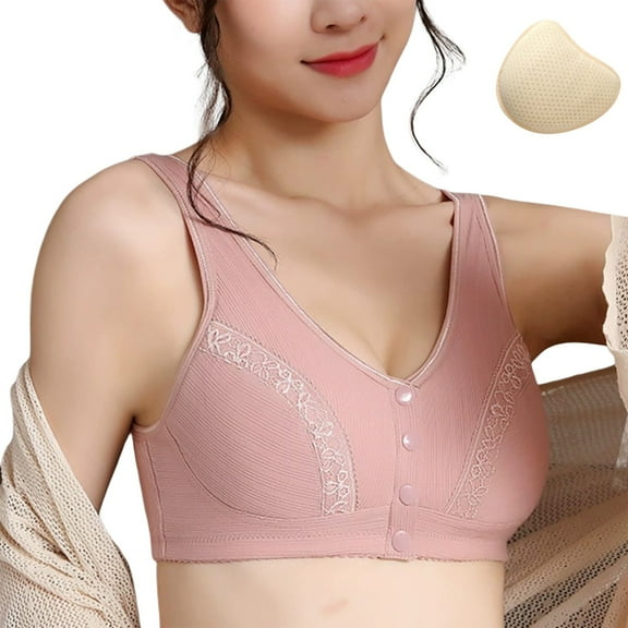 khonts,Women's Left Prosthesis Bra for Post Care Comfortable Everyday Use Silicone Liner Breathable Design Ideal for Cancer Pink 46
