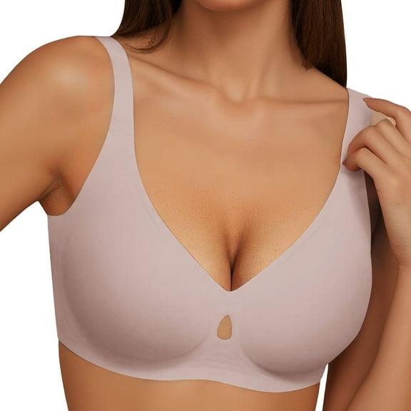 khonts,Women's No Underwire Wireless Supportive Bras Seamless Push up Full Coverage Bralettes Comfortable Everyday Bra Pink M