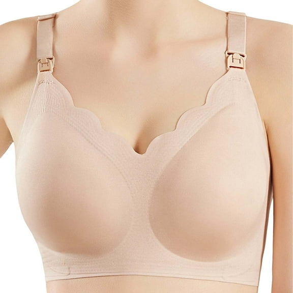 khonts,Women's Nursing Bras for Breastfeeding Seamless Pregnancy Maternity Bra Wireless Comfy Support Soft Bralettes Beige M