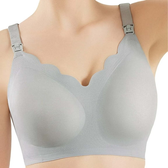 khonts,Women's Nursing Bras for Breastfeeding Seamless Pregnancy Maternity Bra Wireless Comfy Support Soft Bralettes Grey M