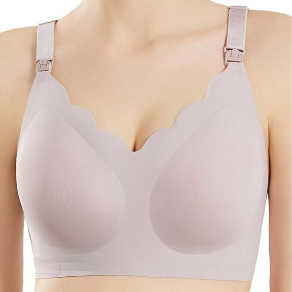 khonts,Women's Nursing Bras for Breastfeeding Seamless Pregnancy Maternity Bra Wireless Comfy Support Soft Bralettes Pink L