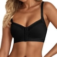 thumbnail image 1 of khonts,Women's Oversized Front Closure Bras Lightly Padded Wireless Full Coverage Bralettes Black S, 1 of 6