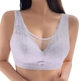 thumbnail image 1 of khonts,Women's Oversized Wireless Bras Gathering Lace Floral Sexy Seamless Bra Vest Style Full Coverage Bralettes Light Purple 36, 1 of 7