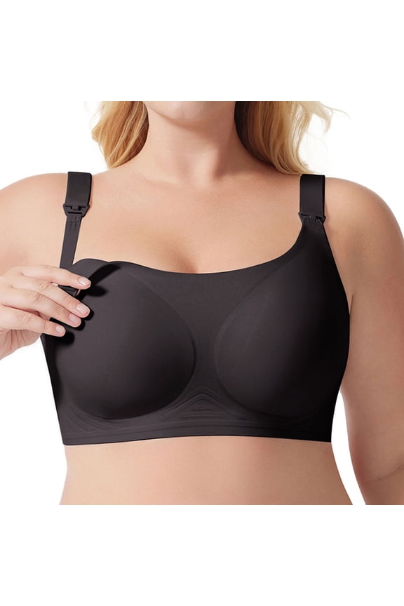 ,Women's Padded Supportive Soft Bras Wireless Push up Lift Bra Adjustable Strap Everyday Comfy T Shirts Bralettes Black XXL