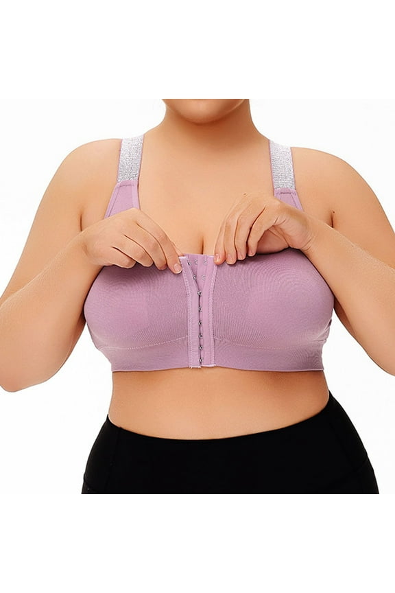 ,Women's Post Surgery Bras Front Closure Mastectomy Compression Bra Plus Size Support Wireless Bralettes Purple XXXL