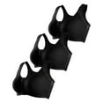 thumbnail image 1 of khonts,Women's Post Surgery Compression Sports Bra Front Closure Wireless Perfect for Breast Augmentation & Close Fitting Pack of 3 Black XXXXL, 1 of 4