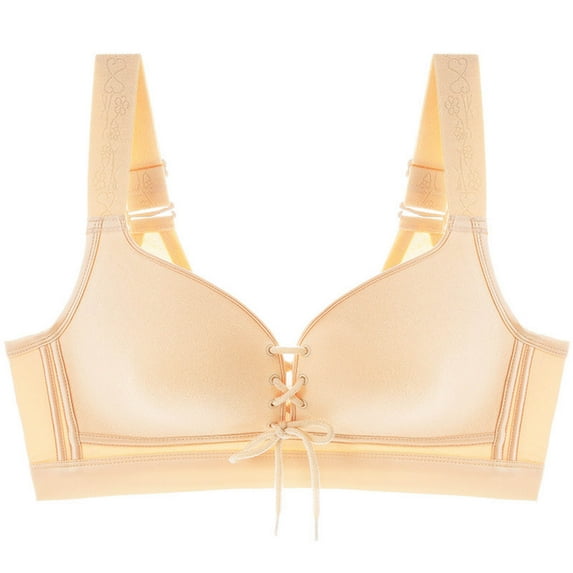 khonts,Women's Push up Drawstring Bras Supportive Wireless Cleavage Bra Sexy Gathering Lift Adjustable Bralettes for Large Beige 48